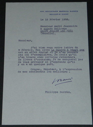 Philippe barres lettre - -,